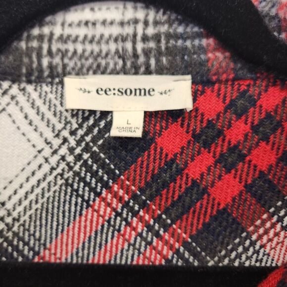 Oversized Women's Red Plaid Heavy Weight Shacket LARGE Cabincore Winter Country - Picture 4 of 9